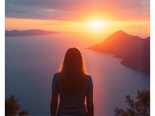 Persona al tramonto su una spiaggia, che respira profondamente in un gesto di liberazione dallo stress.
