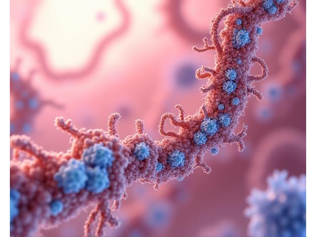 Illustrazione stilizzata del microbiota intestinale, con batteri benefici e villi intestinali